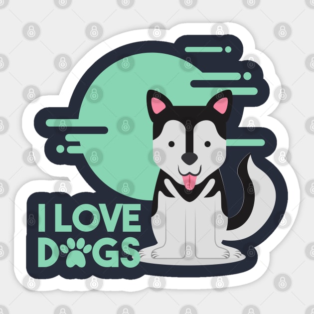 I love dogs. Husky Sticker by NickDsigns